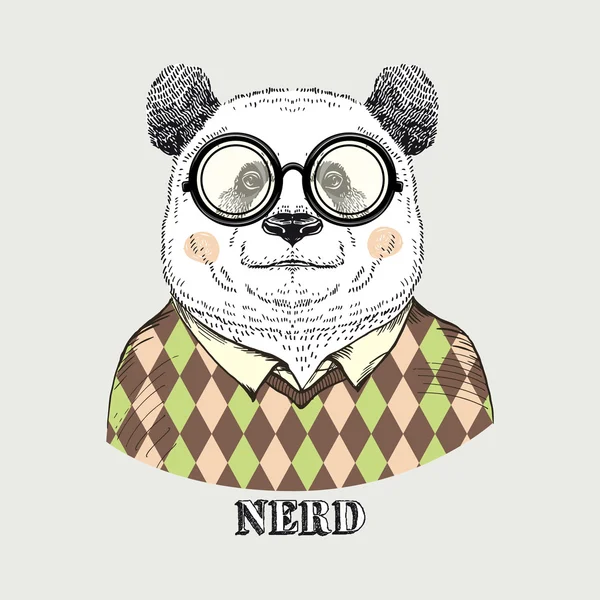 Chico panda en jersey argyle — Archivo Imágenes Vectoriales