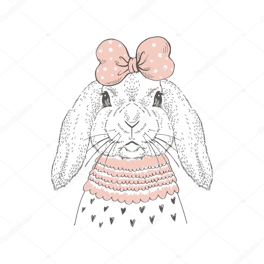 bunny girl with pink bow