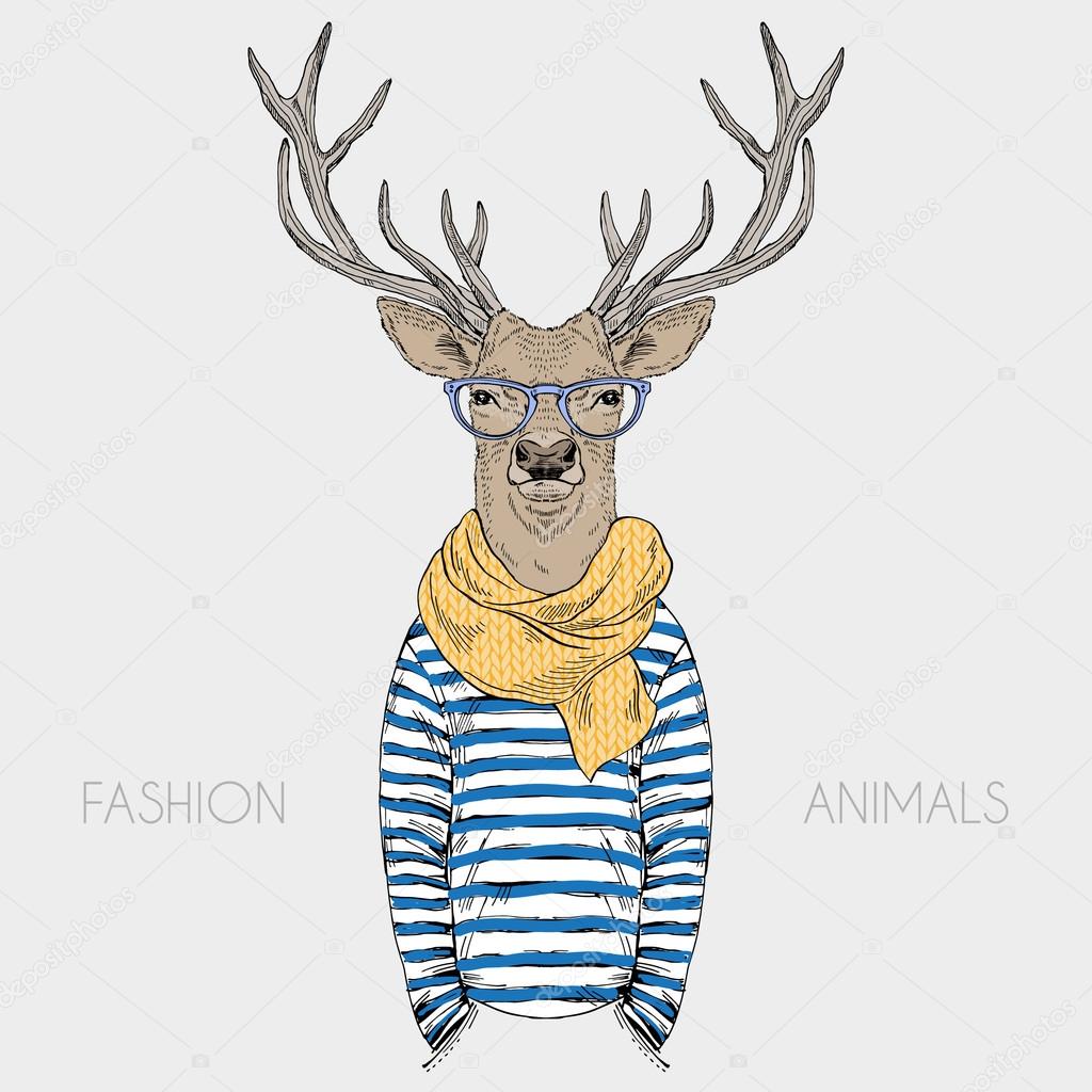 deer hipster dressed up in frock