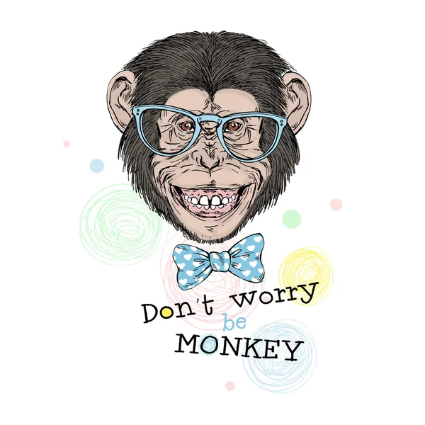 Singe souriant intelligent — Image vectorielle