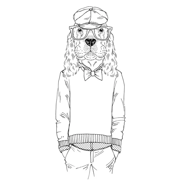 Verkleed hipster hond — Stockvector