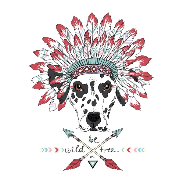 Dalmatiner hund i aztec stil — Stock vektor