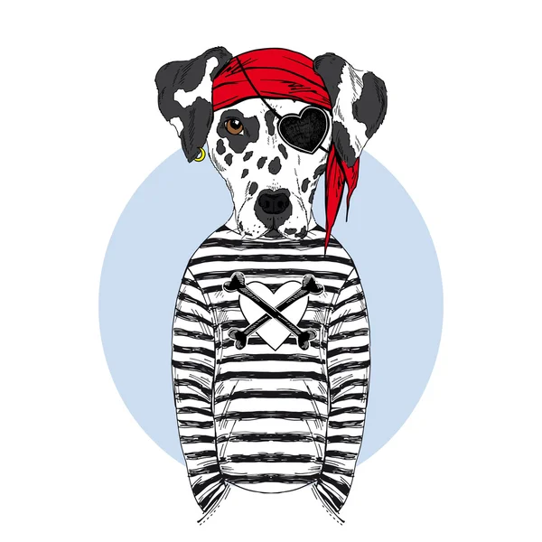 Dalmatische hondje piraat — Stockvector