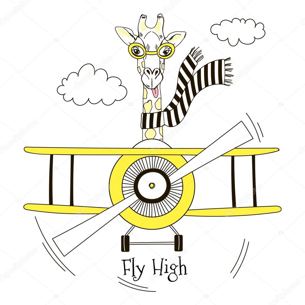 Giraffe pilot flying plane Stock Vector Image by ©olga.angelloz 88680134