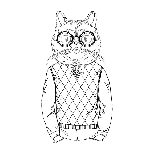 Moda geek gato — Vector de stock