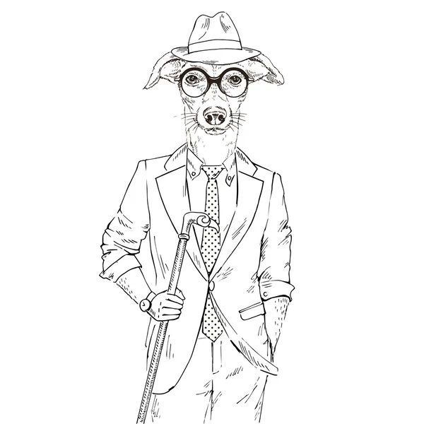 Whippet jongen hipster — Stockvector