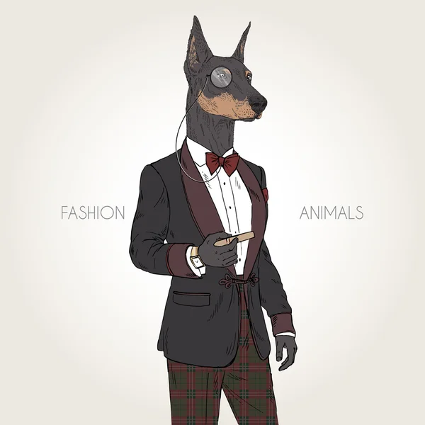 Doberman Pinscher perro — Vector de stock