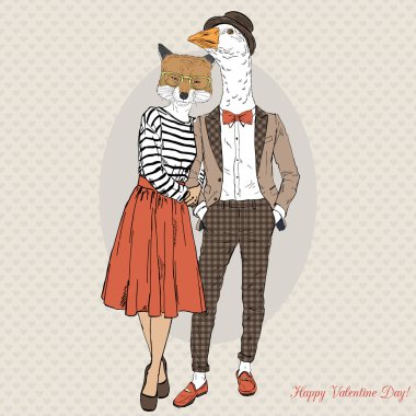 hipster birkaç fox ve kaz