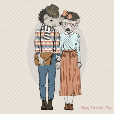 hipster çift kirpi