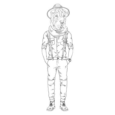 shar pei köpek çocuk hipster