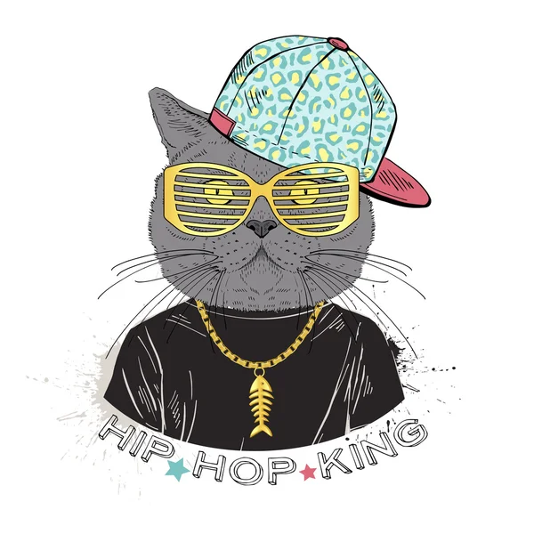 Gato chico en hip hop estilo — Archivo Imágenes Vectoriales