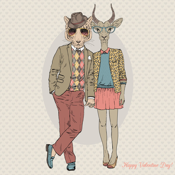 fashion couple of tiger and antelope