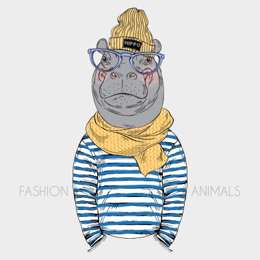 Su aygırı hipster kadın kıyafeti ve eşarp