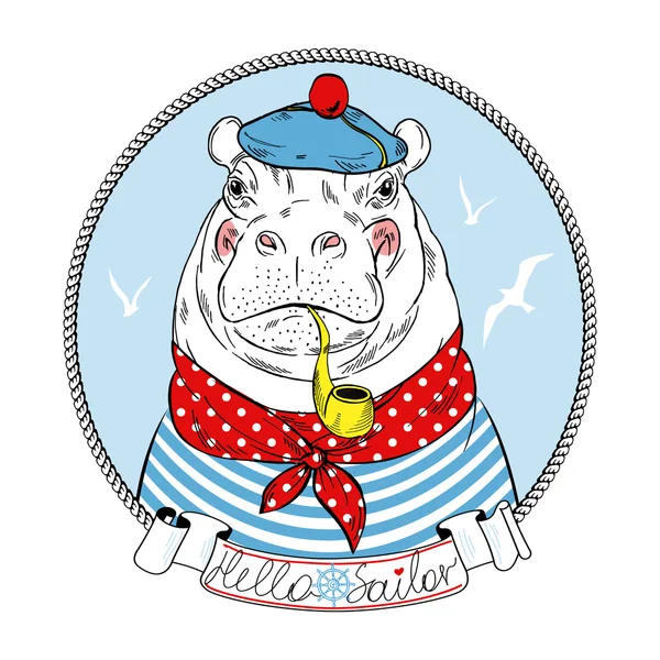 Hippopotame marin animal — Image vectorielle