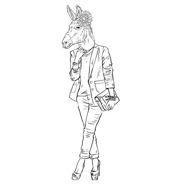 Chica burro en estilo urbano casual — Archivo Imágenes Vectoriales