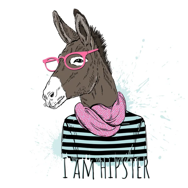 Donkey boy hipster — Stock vektor