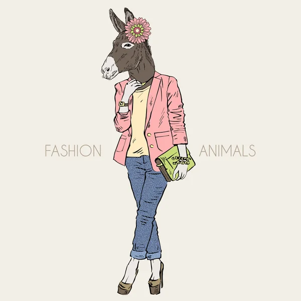 Donkey girl in casual urban style — Stock Vector
