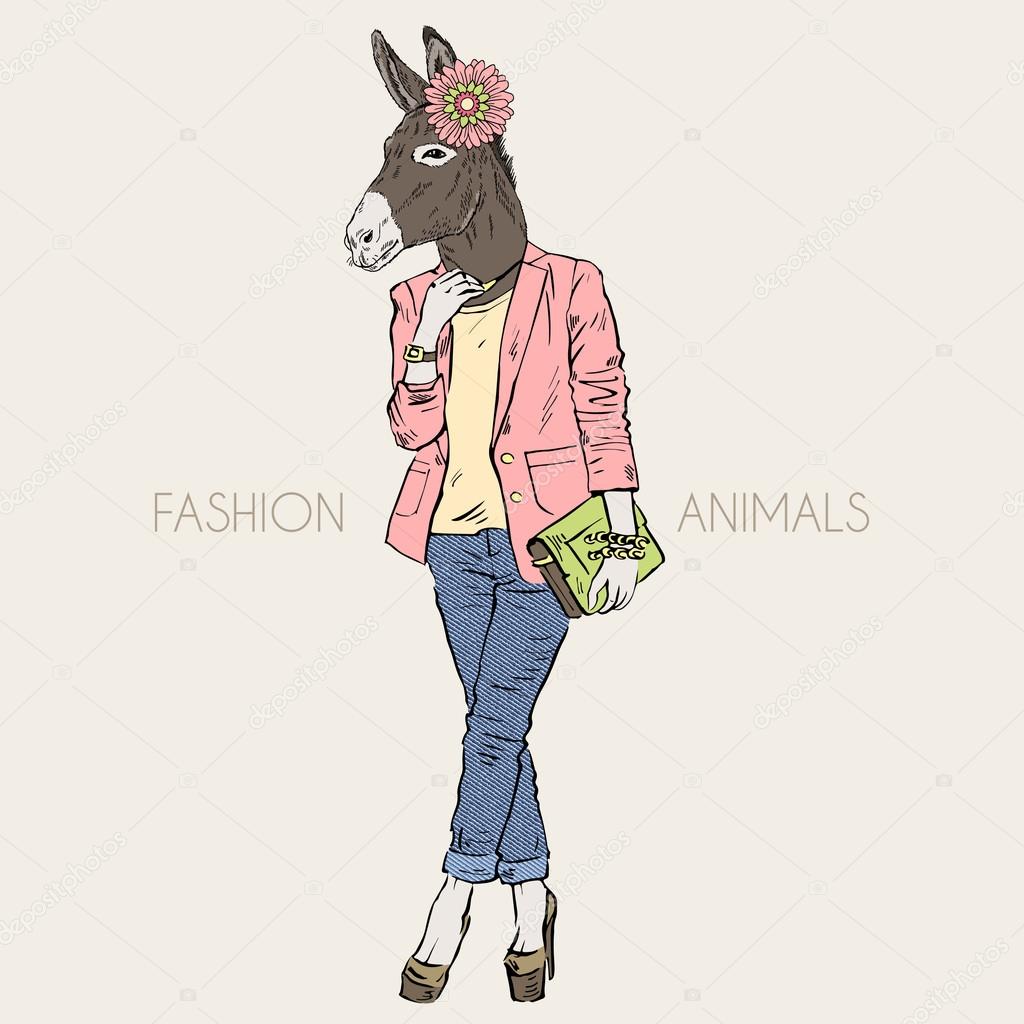 Donkey girl in casual urban style