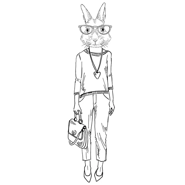 Mode schattig konijntje meisje — Stockvector