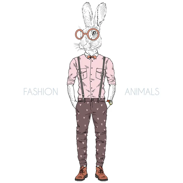 ファッションの流行に敏感なウサギ — ストックベクタ