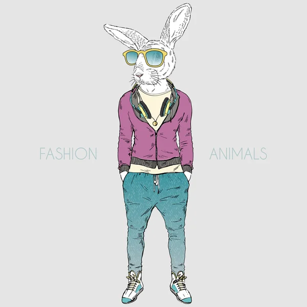 都会的なスタイルのウサギ少年 — ストックベクタ