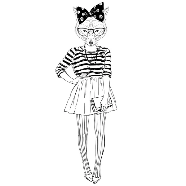 Renard hipster fille — Image vectorielle