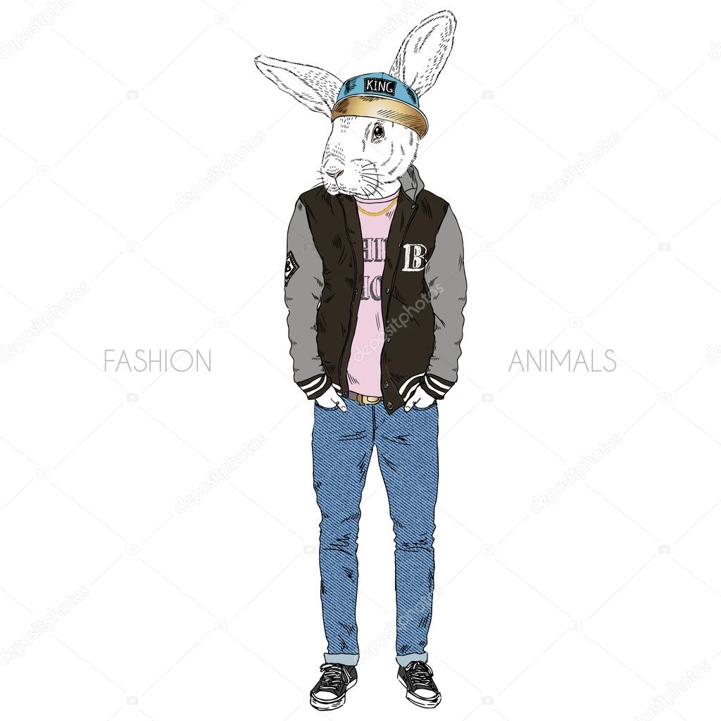 fashion rabbit in retro style