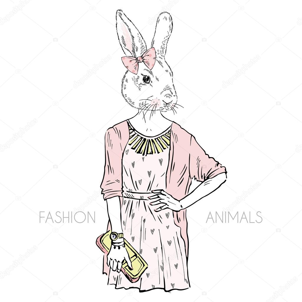 cute hipster bunny girl