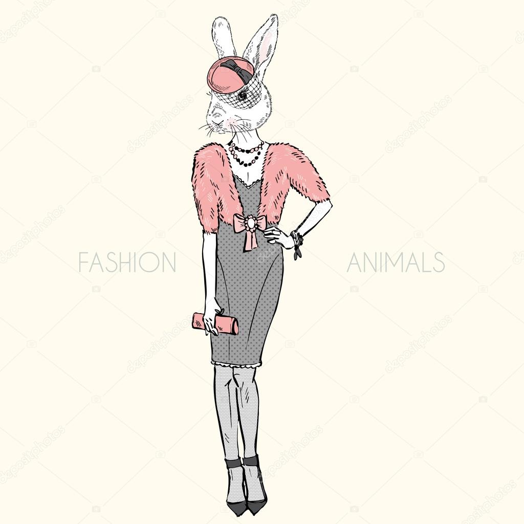 bunny girl dressed up in retro style