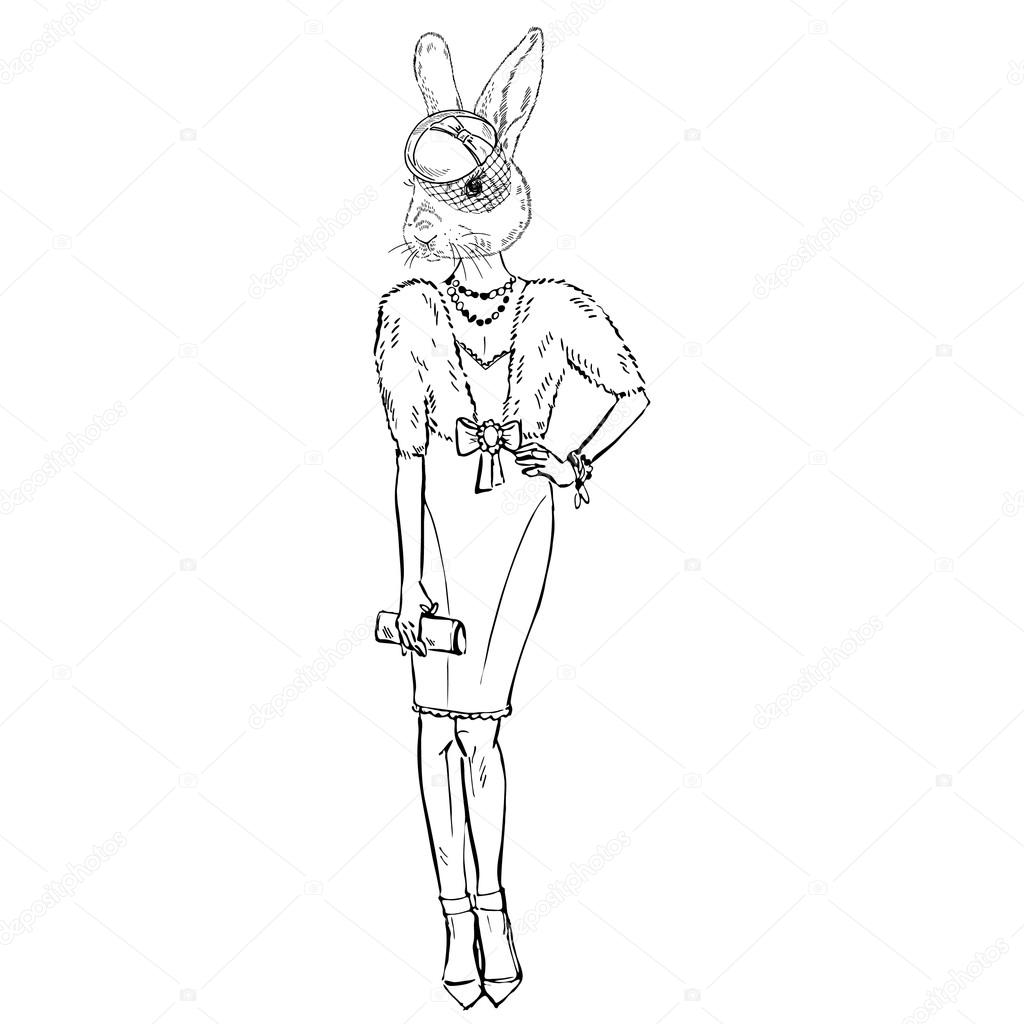 bunny girl dressed up in retro style