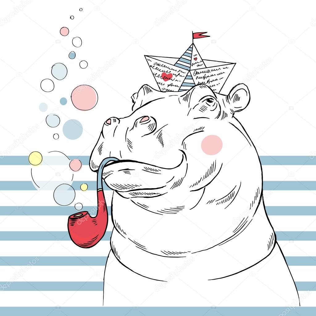 hippo sailor graphic