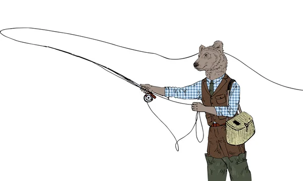 Illustrazione orso da pesca — Vettoriale Stock