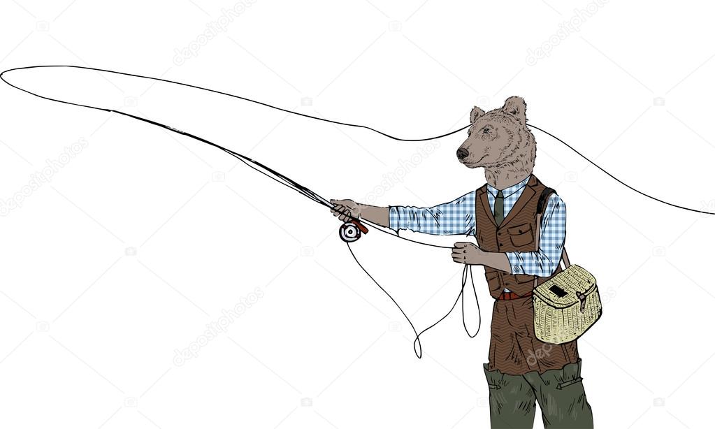 fishing bear illustration
