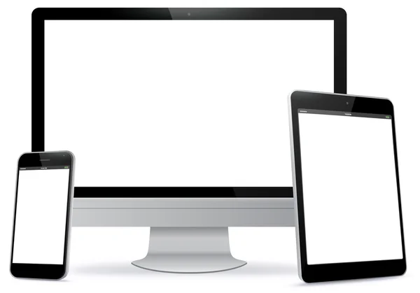 コンピューター画面で、タブレット Pc、スマート電話ベクトル図. — ストックベクタ