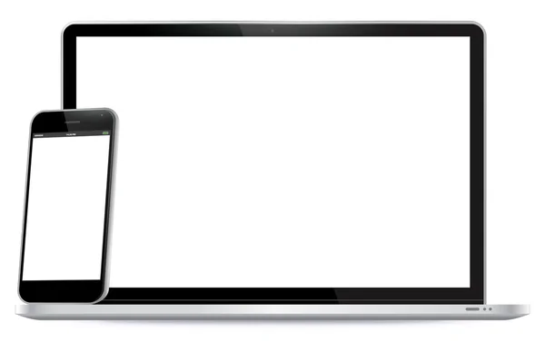 スマート フォンとノート パソコンのベクトル図 — ストックベクタ