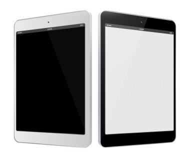 Siyah ve beyaz Tablet bilgisayar vektör çizim. 