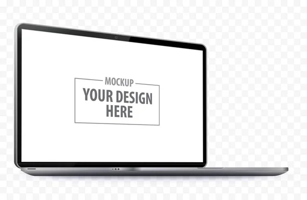 Dizüstü bilgisayar perspektifi görüntüleme modeli. Saydam arkaplan ile Not Defteri PC gerçekçi vektör illüstrasyon şablonu.