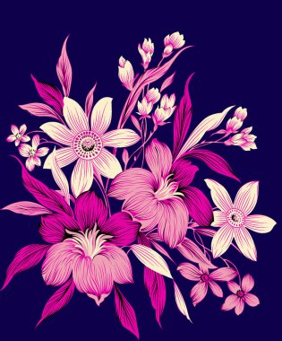 Donanma arkaplanlı güzel çiçek motifi