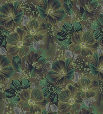 Dijital arkaplan ile renkli çiçek tasarımı