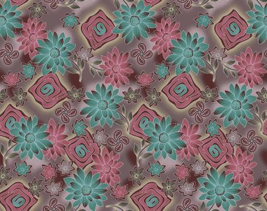 Dijital arkaplan ile renkli çiçek tasarımı