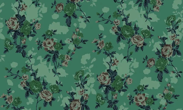 Hermoso Diseño Flores Con Fondo Verde — Foto de Stock