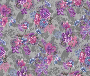 Dijital desenli kusursuz suluboya çiçek tasarımı