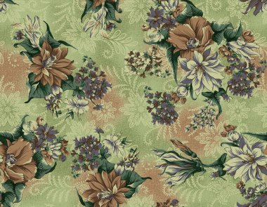 Dijital desenli kusursuz suluboya çiçek tasarımı