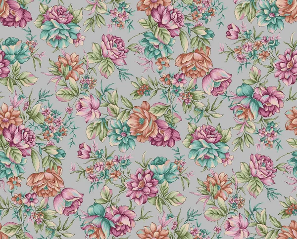 Dijital desenli kusursuz suluboya çiçek tasarımı