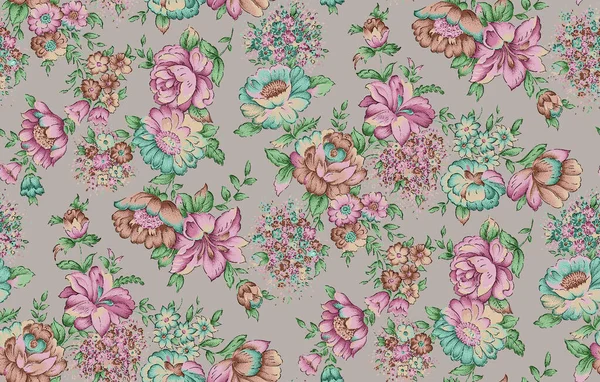 Seamless Watercolor Flower Design Digital Texture — Stock Photo, Image