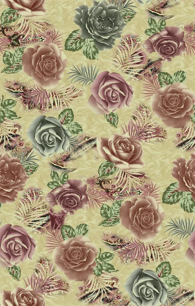 Zökkenőmentes Akvarell Virág Design Digitális Textúra — Stock Fotó