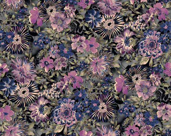 Dijital desenli kusursuz suluboya çiçek tasarımı