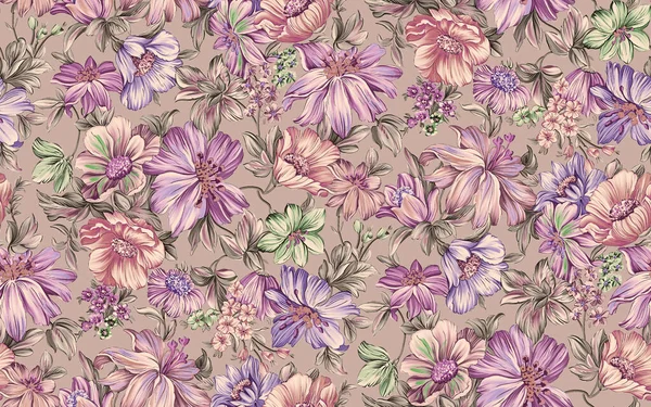 Dijital desenli kusursuz suluboya çiçek tasarımı