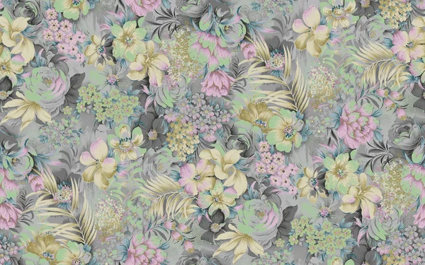 Dijital desenli kusursuz suluboya çiçek tasarımı