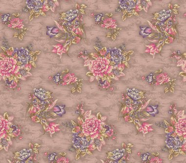 Dijital desenli kusursuz suluboya çiçek tasarımı